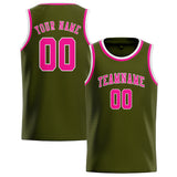 Custom Olive & Pink Colors Design Sports Basketball Jersey