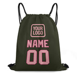 Custom Olive Light Pink Drawstring Bag