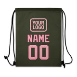 Custom Olive Light Pink Drawstring Bag