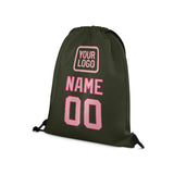 Custom Olive Light Pink Drawstring Bag