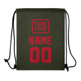 Custom Olive Red Drawstring Bag