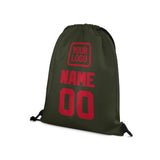 Custom Olive Red Drawstring Bag
