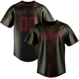 Custom Olive & Crimson Red Colors Design Sports Baseball Jersey