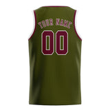 Custom Olive & Crimson Red Colors Design Sports Basketball Jersey