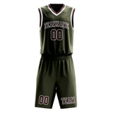 Custom Olive Crimson Red Basketball Set
