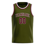 Custom Olive & Crimson Red Colors Design Sports Basketball Jersey