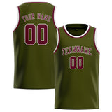 Custom Olive & Crimson Red Colors Design Sports Basketball Jersey
