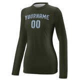 Custom Olive Light Blue Women's Long-Sleeve Shirt