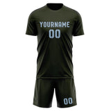 Custom Olive Light Blue Soccer Jersey