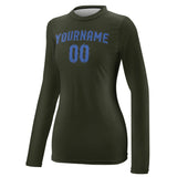 Custom Olive Sky Blue Women's Long-Sleeve Shirt