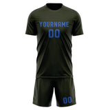 Custom Olive Sky Blue Soccer Jersey