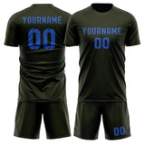 Custom Olive Sky Blue Soccer Jersey