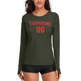 Custom Olive Orange Red Women's Long-Sleeve Shirt