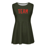 Custom Olive Orange Red Cheerleader Dress
