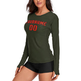 Custom Olive Orange Red Women's Long-Sleeve Shirt