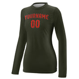 Custom Olive Orange Red Women's Long-Sleeve Shirt