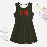 Custom Olive Orange Red Cheerleader Dress