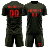 Custom Olive Orange Red Soccer Jersey
