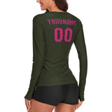 Custom Olive Pink Women's Long-Sleeve Shirt
