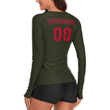 Custom Olive Red Women's Long-Sleeve Shirt