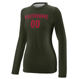 Custom Olive Red Women's Long-Sleeve Shirt