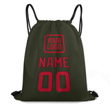 Custom Olive Red Drawstring Bag