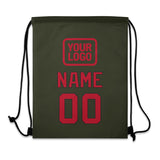 Custom Olive Red Drawstring Bag