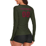 Custom Olive Crimson Red Women's Long-Sleeve Shirt