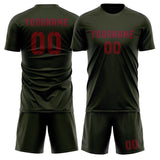 Custom Olive Crimson Red Soccer Jersey