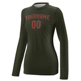 Custom Olive Coral Red Women's Long-Sleeve Shirt