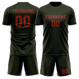 Custom Olive Coral Red Soccer Jersey
