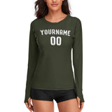 Custom Olive White Women's Long-Sleeve Shirt