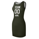 Custom Olive White Sleeveless Vest Dress