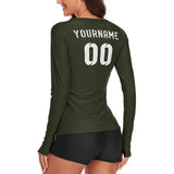 Custom Olive White Women's Long-Sleeve Shirt