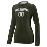 Custom Olive White Women's Long-Sleeve Shirt