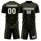 Custom Olive White Soccer Jersey