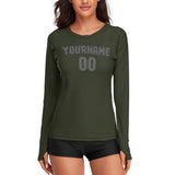 Custom Olive Dark Grey Women's Long-Sleeve Shirt