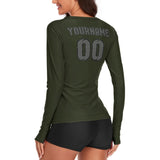 Custom Olive Dark Grey Women's Long-Sleeve Shirt
