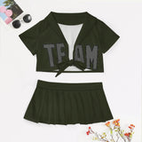 Custom Olive Dark Grey Cheerleading Uniform Set