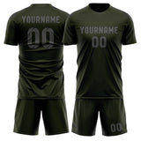 Custom Olive Dark Grey Soccer Jersey