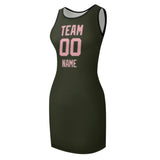 Custom Olive Light Pink Sleeveless Vest Dress