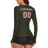 Custom Olive Light Pink Women's Long-Sleeve Shirt
