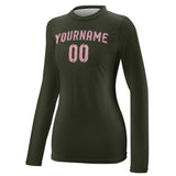 Custom Olive Light Pink Women's Long-Sleeve Shirt