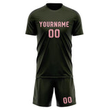 Custom Olive Light Pink Soccer Jersey