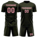 Custom Olive Light Pink Soccer Jersey