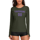 Custom Olive Light Purple Women's Long-Sleeve Shirt