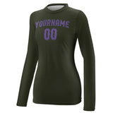 Custom Olive Light Purple Women's Long-Sleeve Shirt