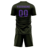 Custom Olive Light Purple Soccer Jersey