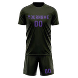 Custom Olive Light Purple Soccer Jersey