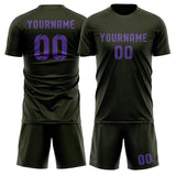 Custom Olive Light Purple Soccer Jersey